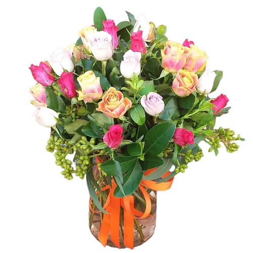Ruby Low arrangement with vase